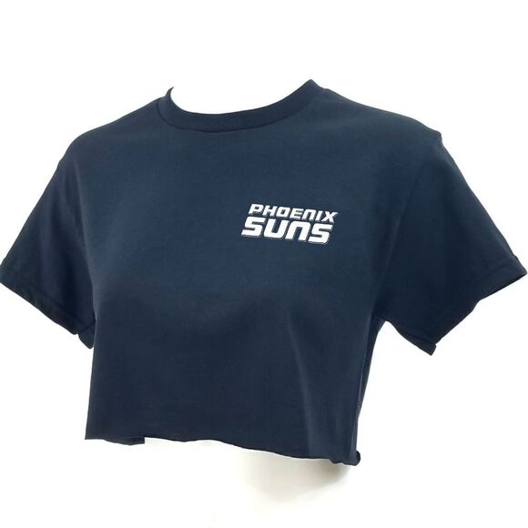PHOENIX SUNS Vintage Style Retro Logo NBA Cropped Crop Top Black Basketball Tee - Picture 3 of 6